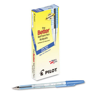 Pilot® Better Ballpoint Pen, Stick, Fine 0.7 Mm, Blue Ink, Translucent Blue Barrel, Dozen freeshipping - TVN Wholesale